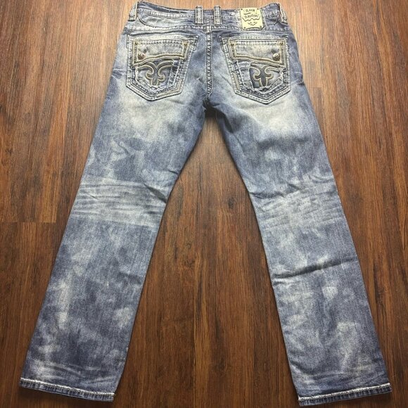 Rock Revival Zed Straight Jeans Distressed Faded Medium Wash Men’s Size 36 - Picture 2 of 13